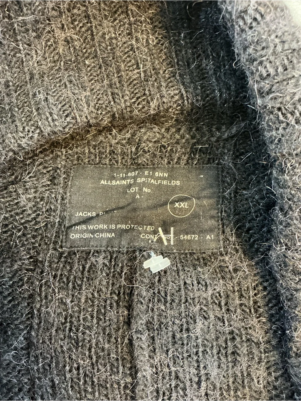 All Saints Cozy Open-Front Ribbed Cardigan Sweater - Dark Gray Size XXL